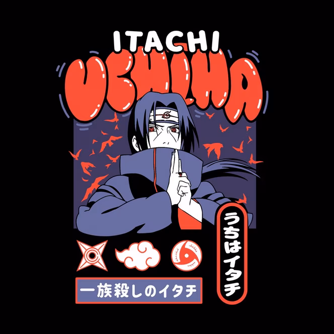 GameStop Naruto Itatchi Bubble Font Graphic T-Shirt GameStop Exclusive