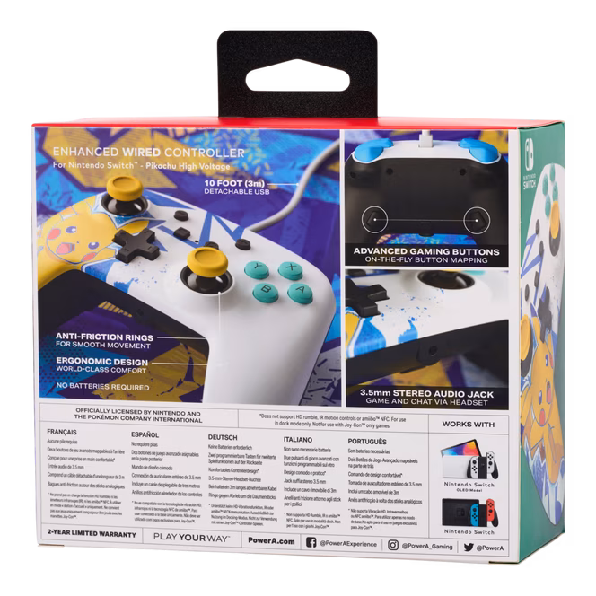 GameStop PowerA Enhanced Wired Controller for Nintendo Switch - Pikachu High Voltage