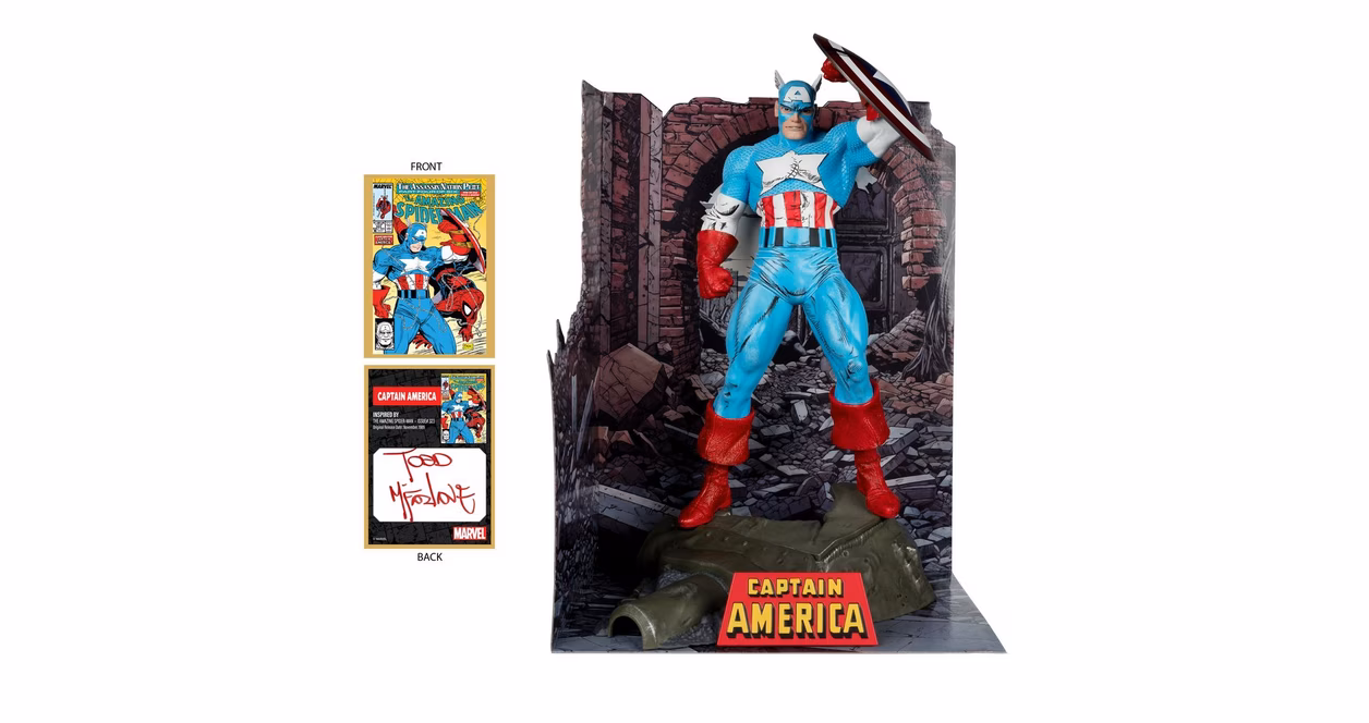 GameStop McFarlane Toys Marvel The Amazing Spider-Man (Issue 323) Captain America Statue with Todd McFarlane Autograph GameStop Exclusive
