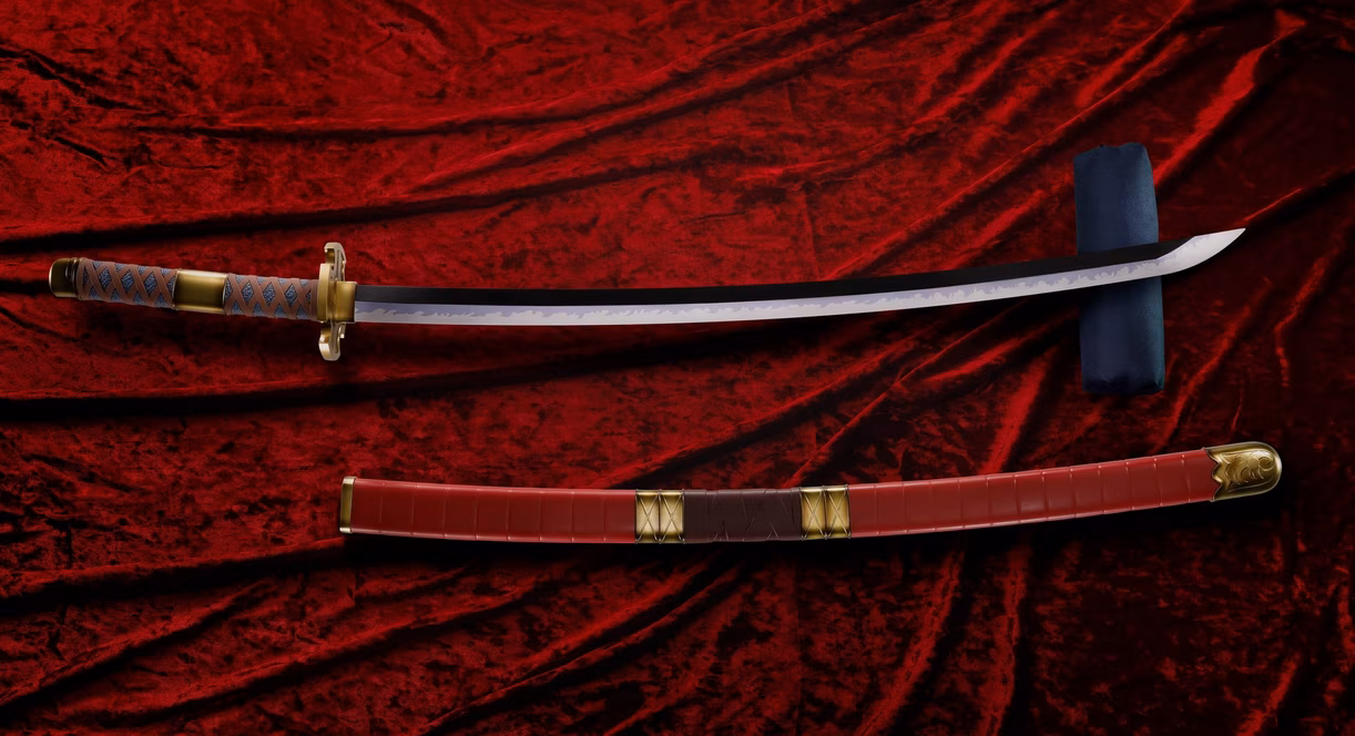 GameStop Tamashii Nations One Piece Roronoa Zoro Three Sword Style set (Wado Ichimonji, Sandai Kitetsu, Enma) Proplica