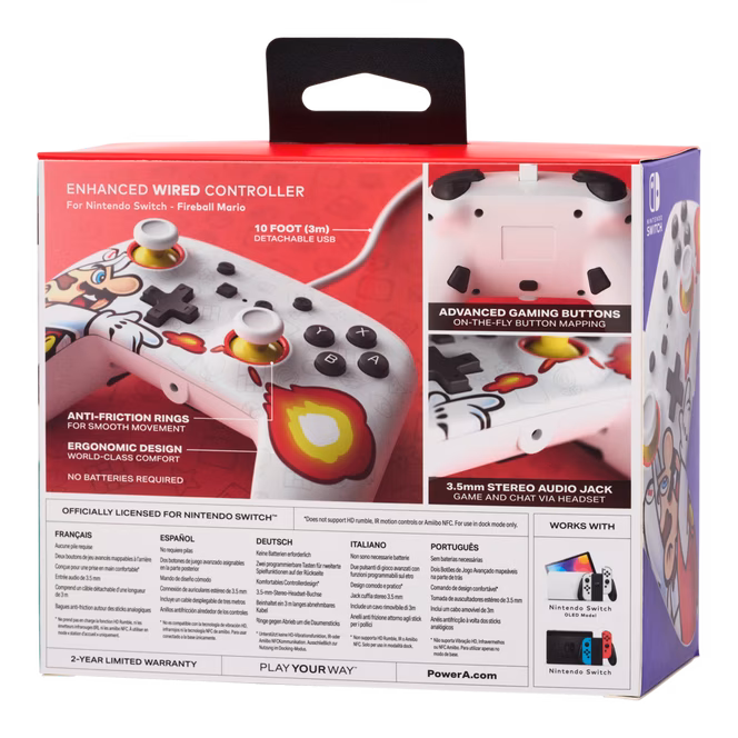 GameStop PowerA Enhanced Wired Controller for Nintendo Switch - Fireball Mario