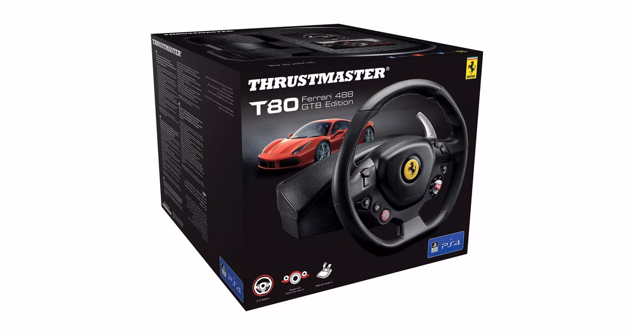 GameStop Thrustmaster T80 Ferrari 488 GTB Edition Racing Wheel for PlayStation 4