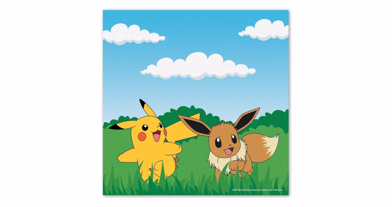 GameStop Pokemon Pikachu Eevee Day Scenes 6-in x 6-in Canvas Wall Art