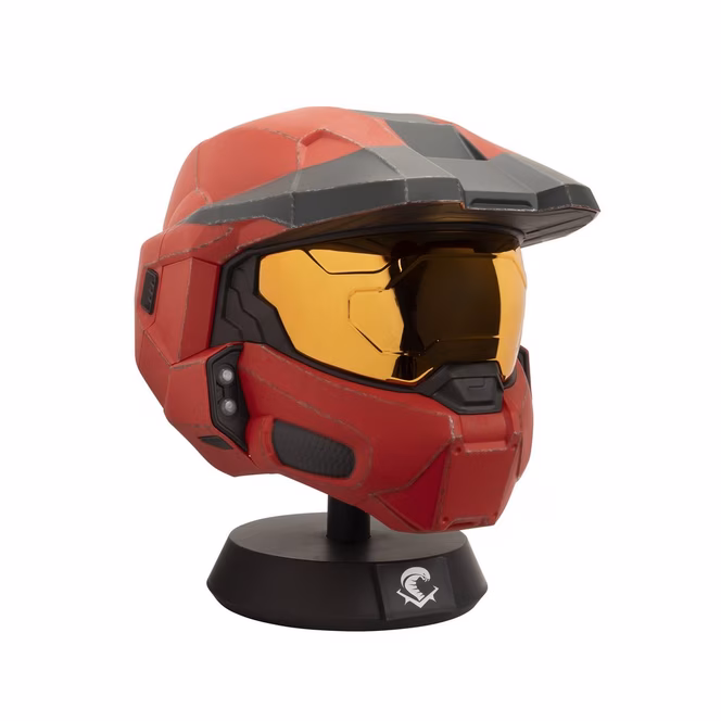 GameStop Jazwares Halo MJOLNIR War Games Helmet (Red) with Lights and Display Stand
