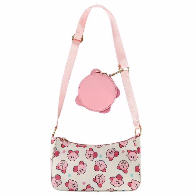 GameStop Kirby Toss Pattern Shoulder Bag with Detachable Coin Purse