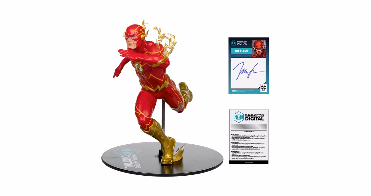 GameStop McFarlane Toys DC Direct The Flash 80 Years of The Fastest Man Alive by Jim Lee Gold Label with Jim Lee Autograph 12-in Statue