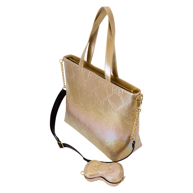 GameStop Loungefly Sanrio 50th Anniversary Hello Kitty Metallic Gold Tote Bag With Coin Bag