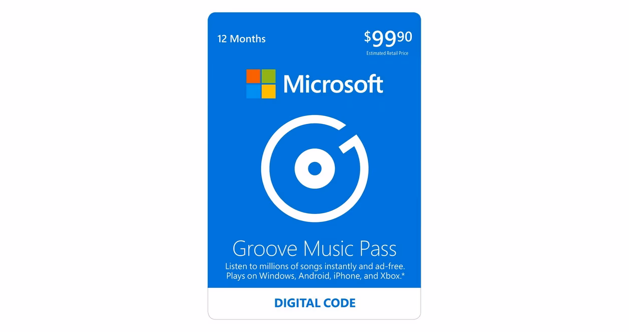 GameStop Microsoft Groove Music Pass 12 Month Subscription