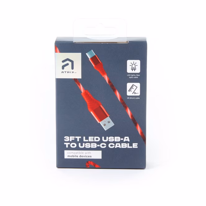 GameStop Atrix 3-ft USB-A to USB-C Cable with Flowing LED Lights GameStop Exclusive