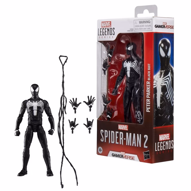 GameStop Hasbro Marvel Legends Series Gamerverse Spider-Man 2 Peter Parker (Black Suit) 6-in Action Figure