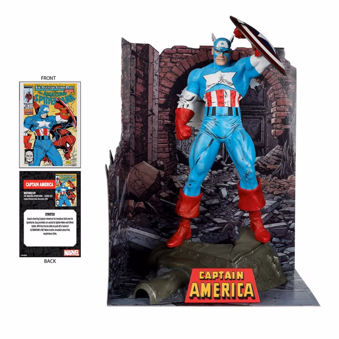 GameStop McFarlane Toys Marvel: The Amazing Spider-Man Issue 323 with Captain America Comic and 1:6 Scale Statue