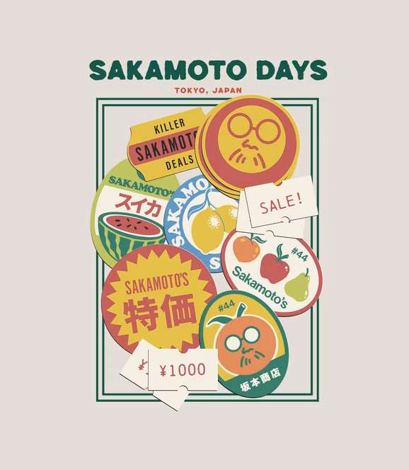 GameStop Sakamoto Days Store Stickers On Sand Ground Unisex Short Sleeve Graphic T-Shirt