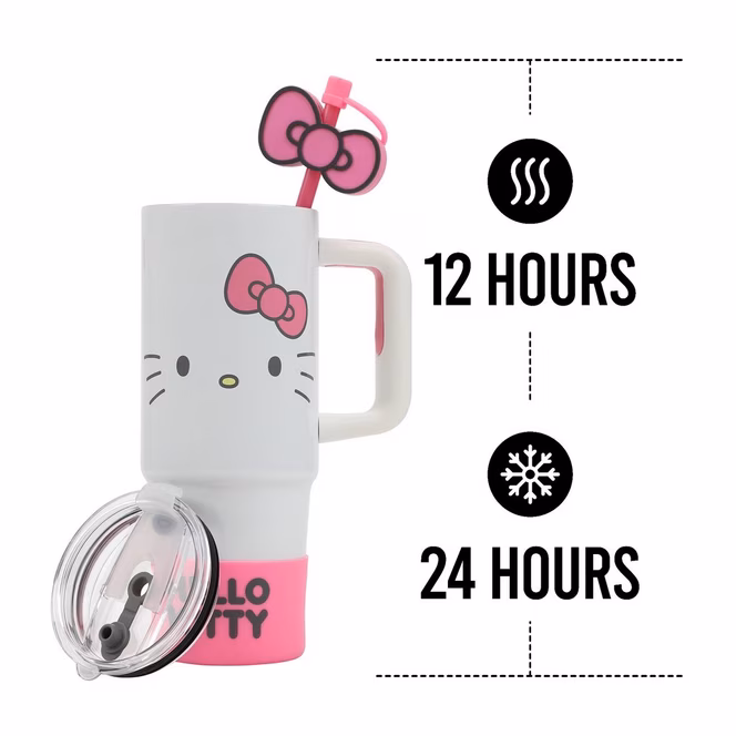 GameStop Sanrio Hello Kitty Stainless Steel with Pink Straw Charm and Silicone Boot