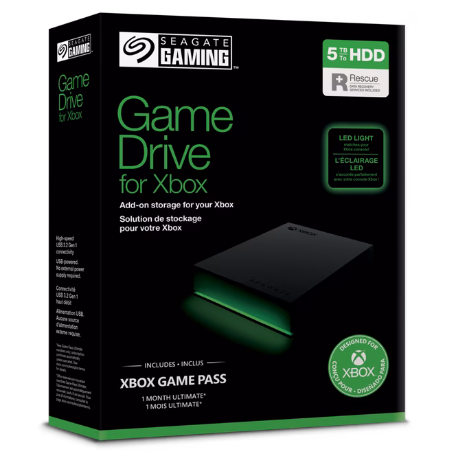 GameStop Seagate Game Drive 5TB for Xbox Series X/S and Xbox One - Black