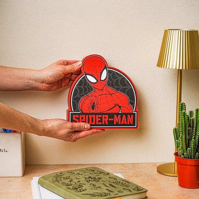 GameStop Silver Buffalo Spider-Man Badge Web Large Die Cut MDF Box Wall Sign