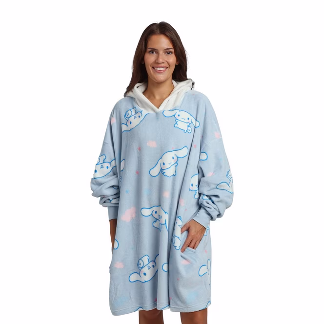 GameStop Sanrio Cinnamoroll Fuzzy Oversized Blanket Unisex Hoodie GameStop Exclusive