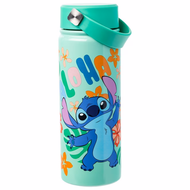 GameStop Lilo and Stitch Aloha Stitch Leaves and Flowers 20oz. Stainless Steel Water Bottle