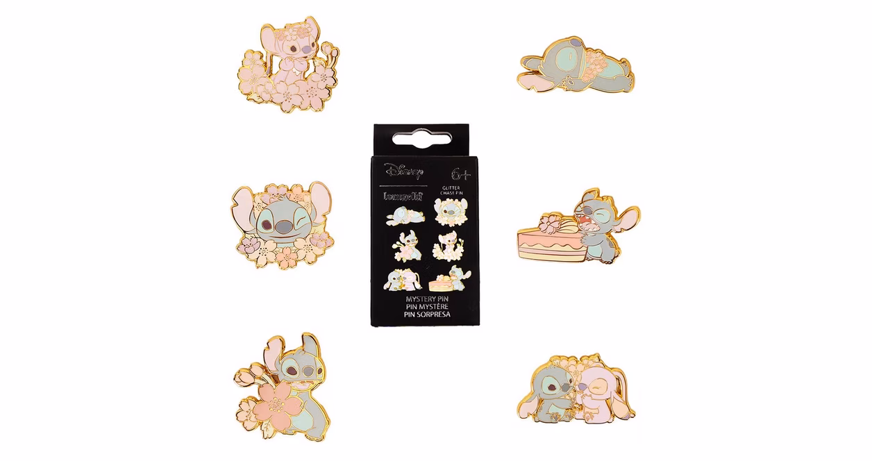 GameStop Loungefly Stitch and Angel Cherry Blossom Mystery Box Pin (Style May Vary)