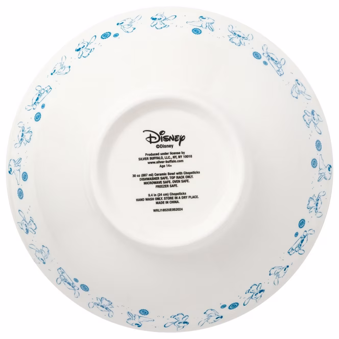 GameStop Lilo and Stitch Japanese Style Multipose Flowers 30oz Ceramic Ramen Bowl with Chopsticks