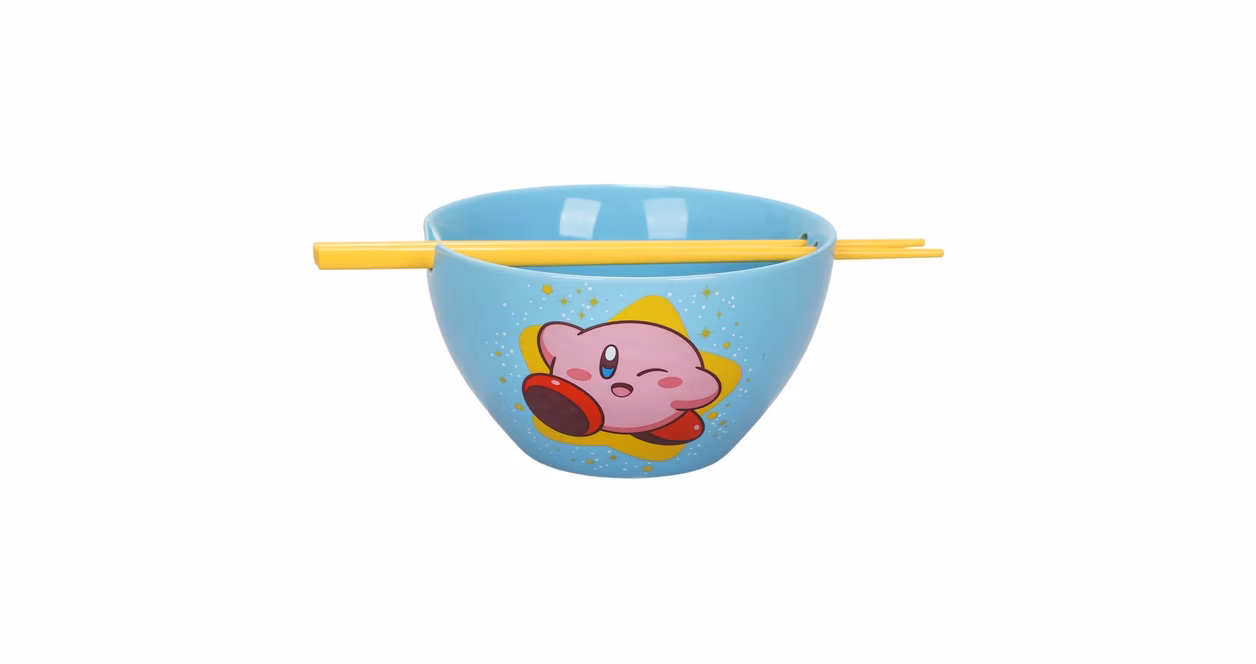 GameStop Kirby Blue Ramen Bowl with Chopsticks
