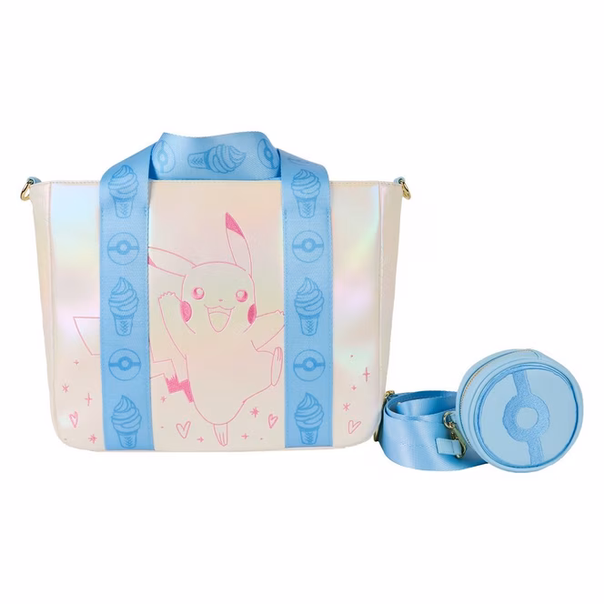 GameStop Loungefly Pokemon Iridescent Pikachu Tote Crossbody Bag with Coin Bag