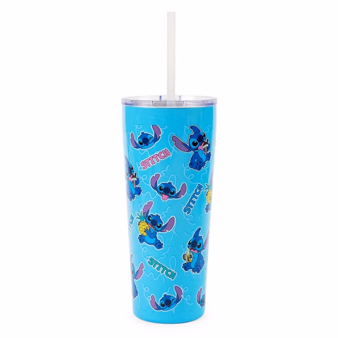 GameStop Silver Buffalo Disney Lilo & Stitch Snack Toss Double-Walled Stainless Steel 22oz Tumbler