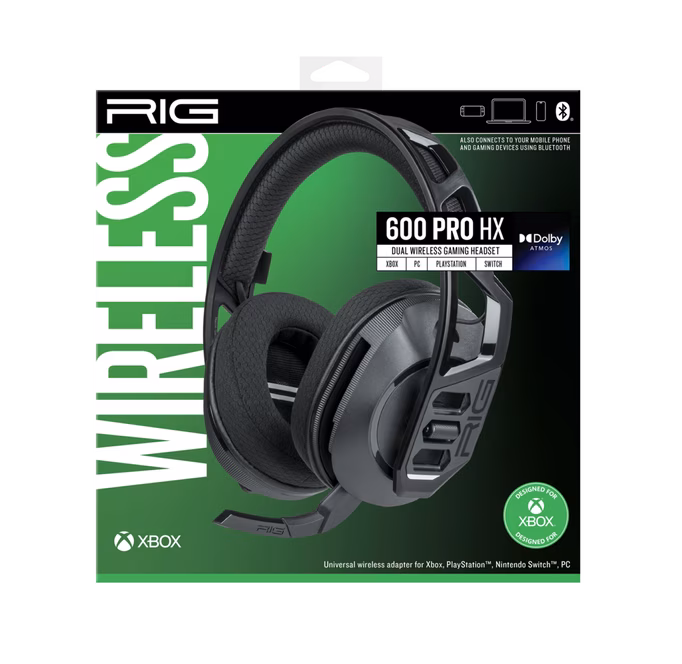 GameStop RIG 600 PRO HX Dual Wireless Gaming Headset with Bluetooth for Xbox Series X/S, PlayStation 4/5, Nintendo Switch and PC - Black