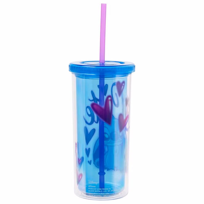 GameStop Lilo And Stitch Airbrush 20oz Plastic Tall Cold Cup with Lid And Straw