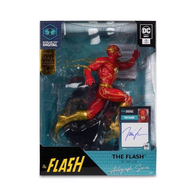 GameStop McFarlane Toys DC Direct The Flash 80 Years of The Fastest Man Alive by Jim Lee Gold Label with Jim Lee Autograph 12-in Statue