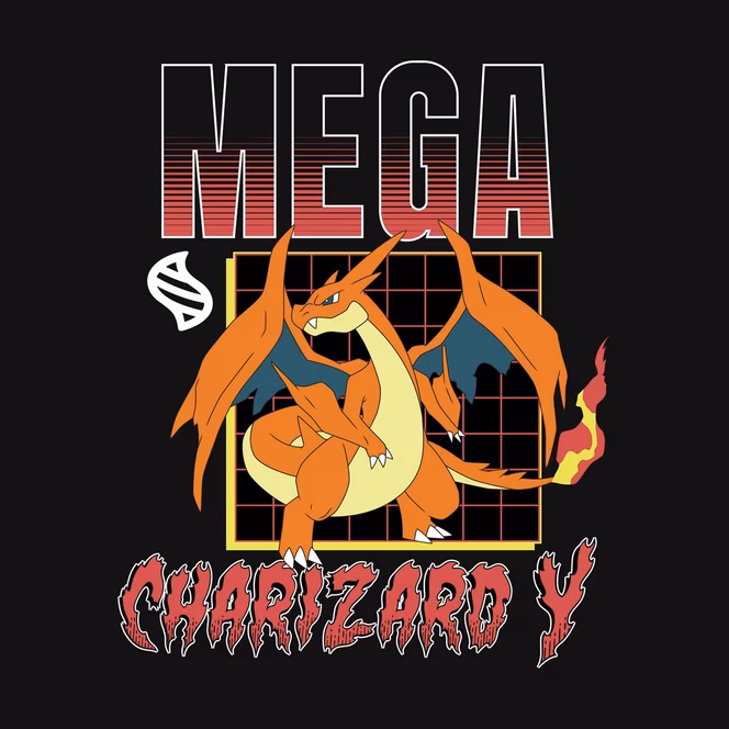 GameStop Pokemon Mega Charizard X and Y Double Sided Graphic T-Shirt GameStop Exclusive