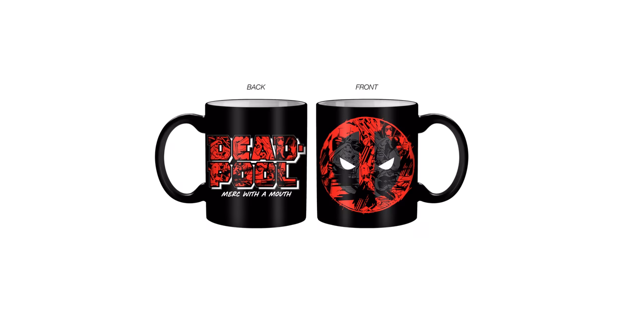 GameStop Marvel Deadpool Scribble Art Logo 20oz Ceramic Mug