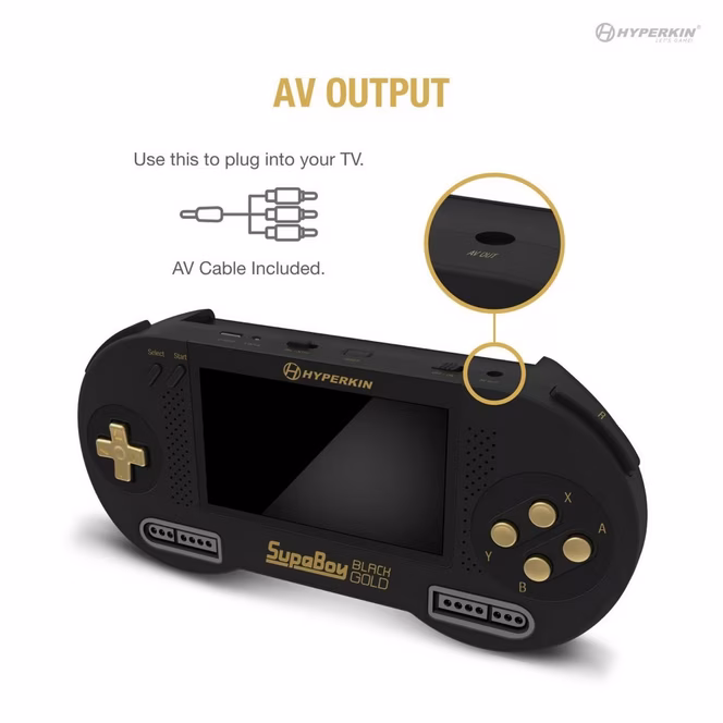 GameStop Hyperkin SupaBoy BlackGold Portable Pocket Console for Super NES/Super Famicom