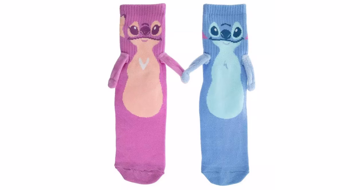 GameStop Disney Stitch Angel Magnetic Hands Unisex Crew Socks