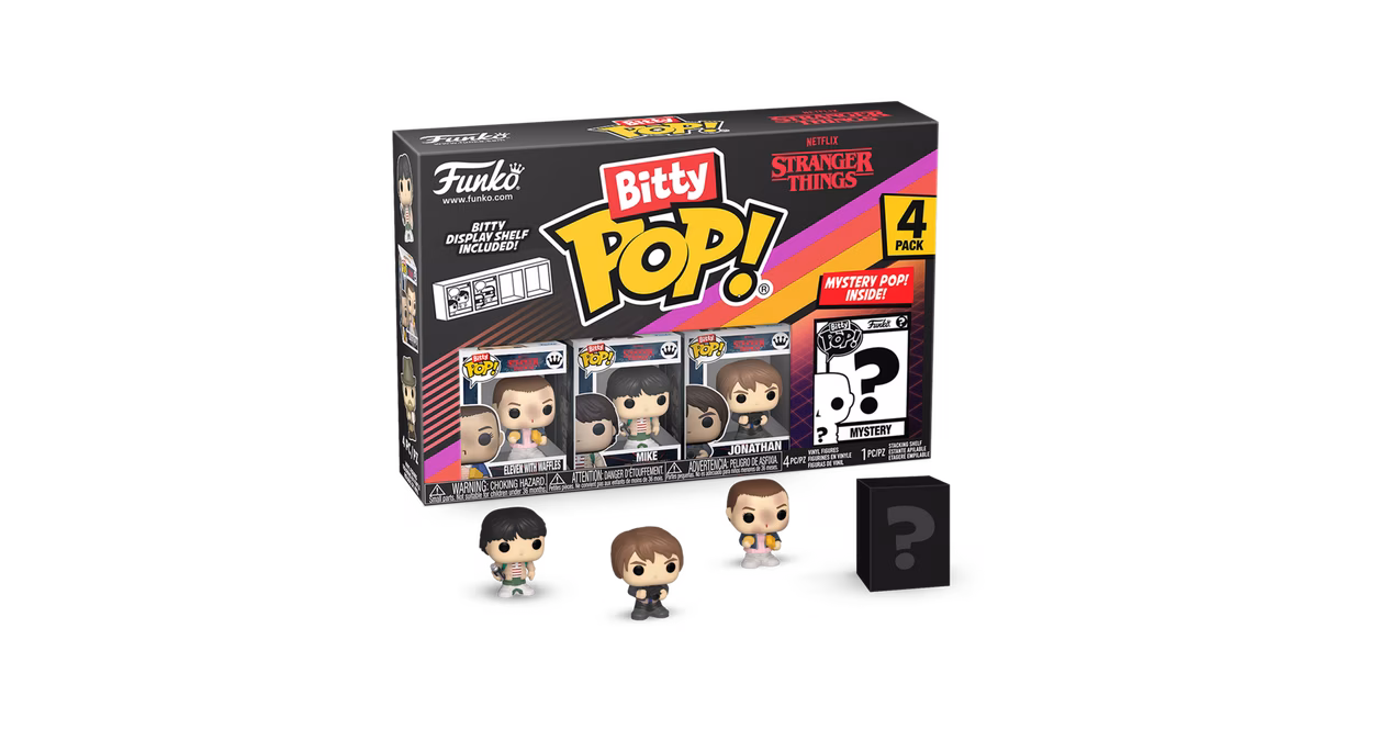 GameStop Funko Bitty POP! Stranger Things Vinyl Figure Set 4-Pack (Eleven with Eggos, Mike, Jonathan, and Mystery Pop!)