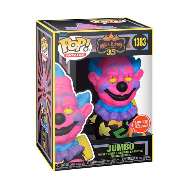 GameStop Funko Box: Killer Klowns from Outer Space 35th Anniversary (Black Light Pop! Figures) Collector's Box GameStop Exclusive
