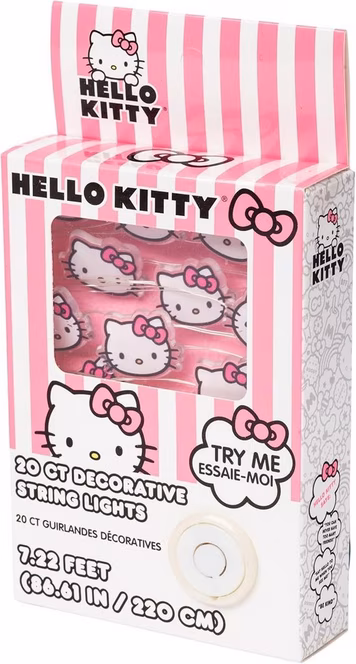 GameStop Sanrio Hello Kitty Pink Face Logo Bow 20ct Copper String Lights