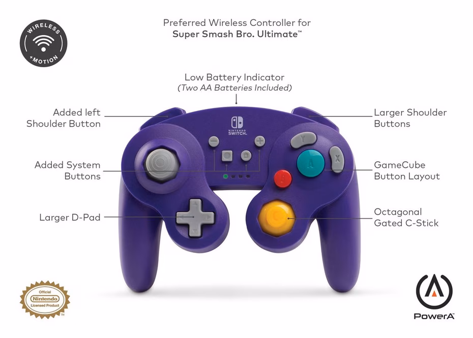 GameStop PowerA GameCube Wireless Controller for Nintendo Switch Silver