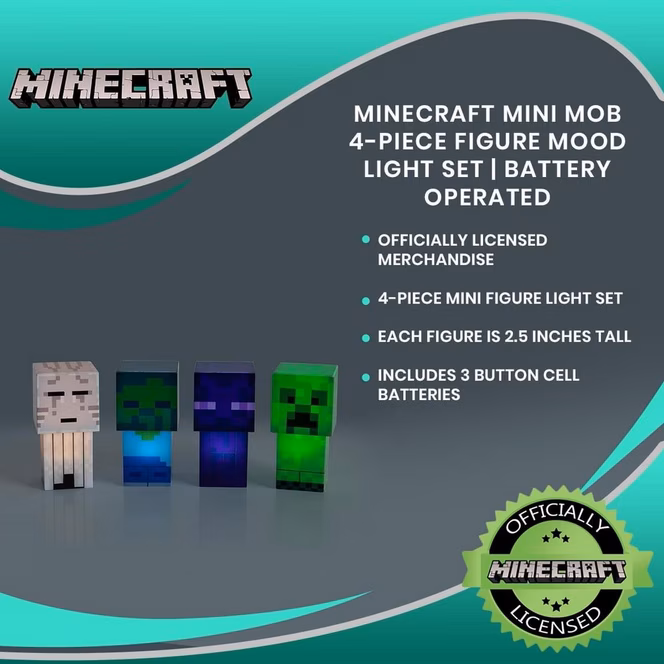 GameStop Minecraft Mini Mob 4-Piece Figure Mood Light Set