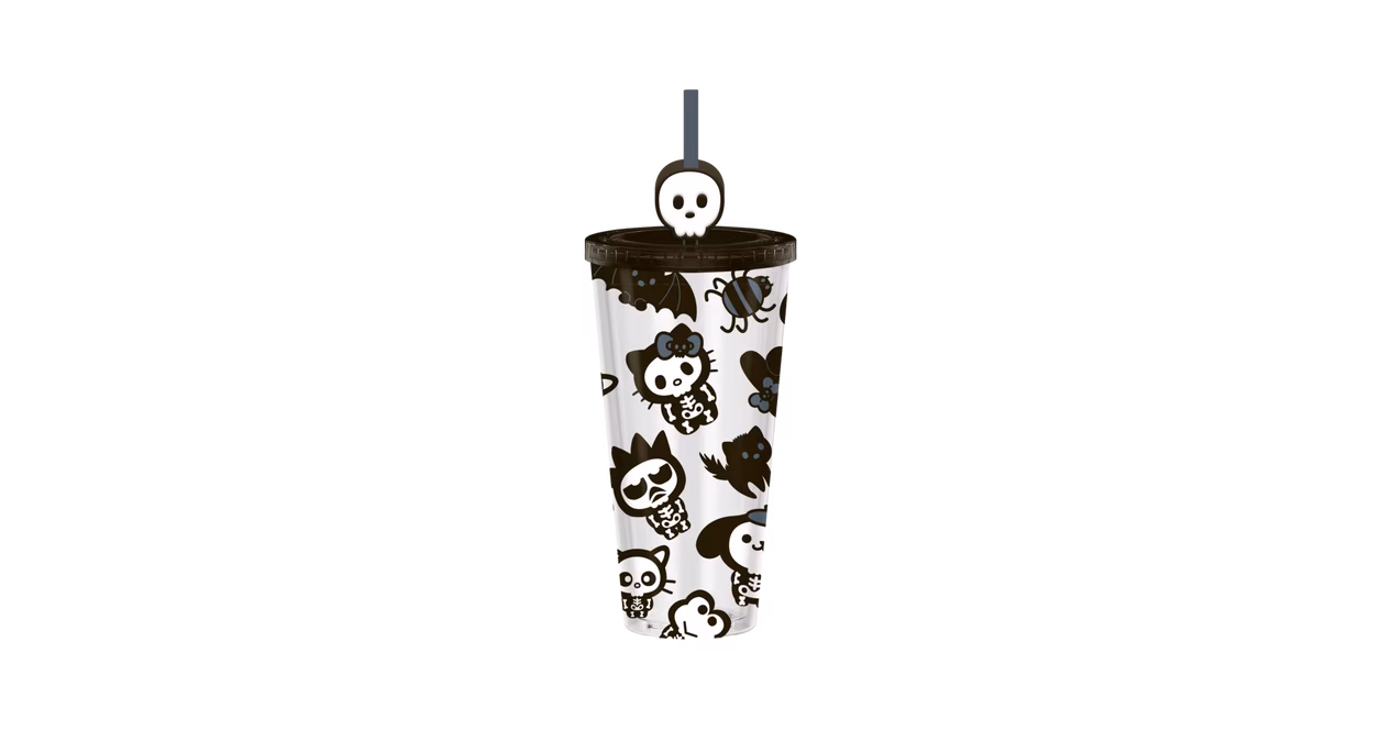 GameStop Sanrio Hello Kitty And Friends Skeleton Group 24oz Plastic Cold Cup with Lid and Topper Straw
