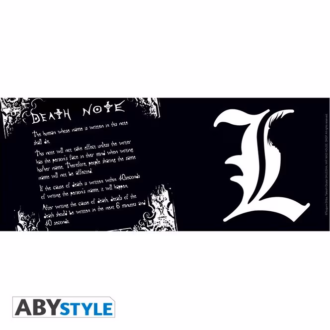 GameStop ABYstyle Death Note - L's Emblem and The Death Note Rules 11oz Mug