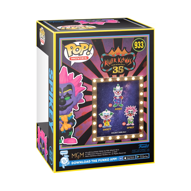 GameStop Funko Box: Killer Klowns from Outer Space 35th Anniversary (Black Light Pop! Figures) Collector's Box GameStop Exclusive