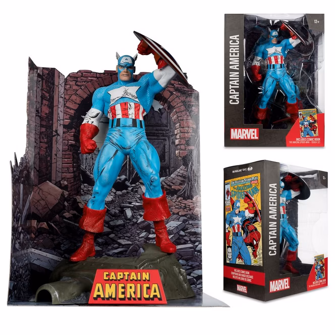 GameStop McFarlane Toys Marvel: The Amazing Spider-Man Issue 323 with Captain America Comic and 1:6 Scale Statue