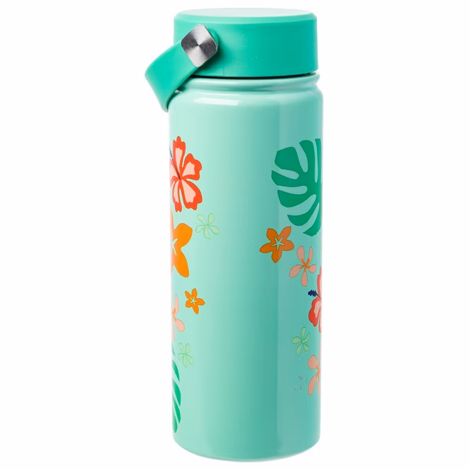 GameStop Lilo and Stitch Aloha Stitch Leaves and Flowers 20oz. Stainless Steel Water Bottle