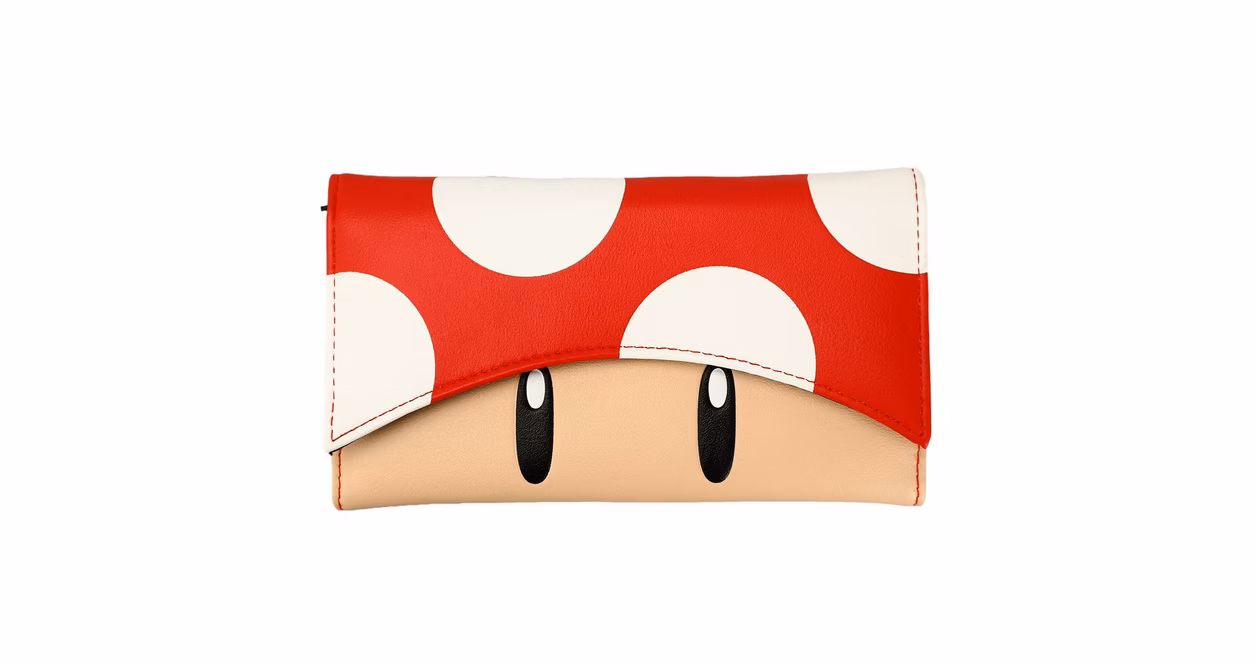 GameStop Super Mario Bros Mushroom Flap Tri-fold Wallet