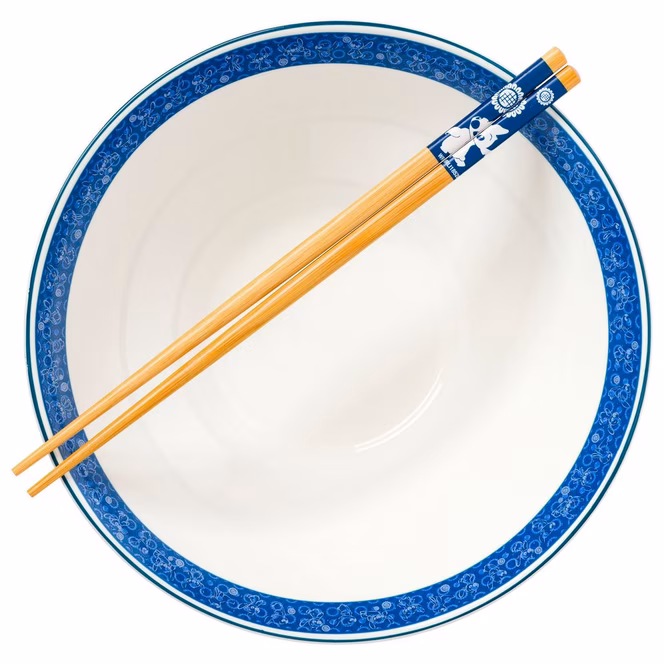 GameStop Lilo and Stitch Japanese Style Multipose Flowers 30oz Ceramic Ramen Bowl with Chopsticks