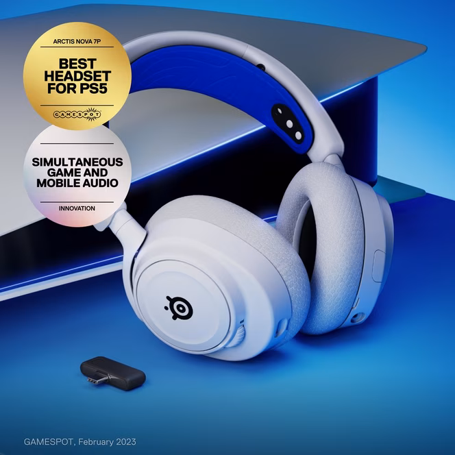 GameStop SteelSeries Arctis Nova 7P Wireless Headset for PlayStation, PC, Mac, and Switch - White