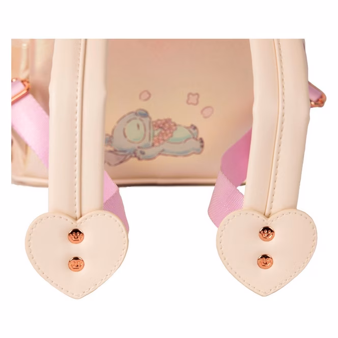 GameStop Loungefly Stitch and Angel Cherry Blossom Heart Mini Backpack