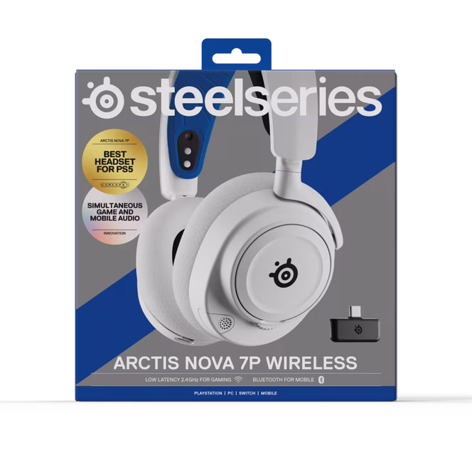GameStop SteelSeries Arctis Nova 7P Wireless Headset for PlayStation, PC, Mac, and Switch - White