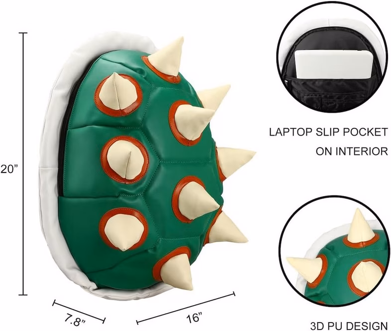 GameStop Super Mario Bros Bowser Shell Cosplay Backpack