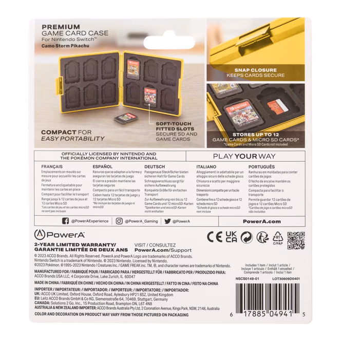 GameStop PowerA Premium Game Card Case for Nintendo Switch - Camo Storm Pikachu